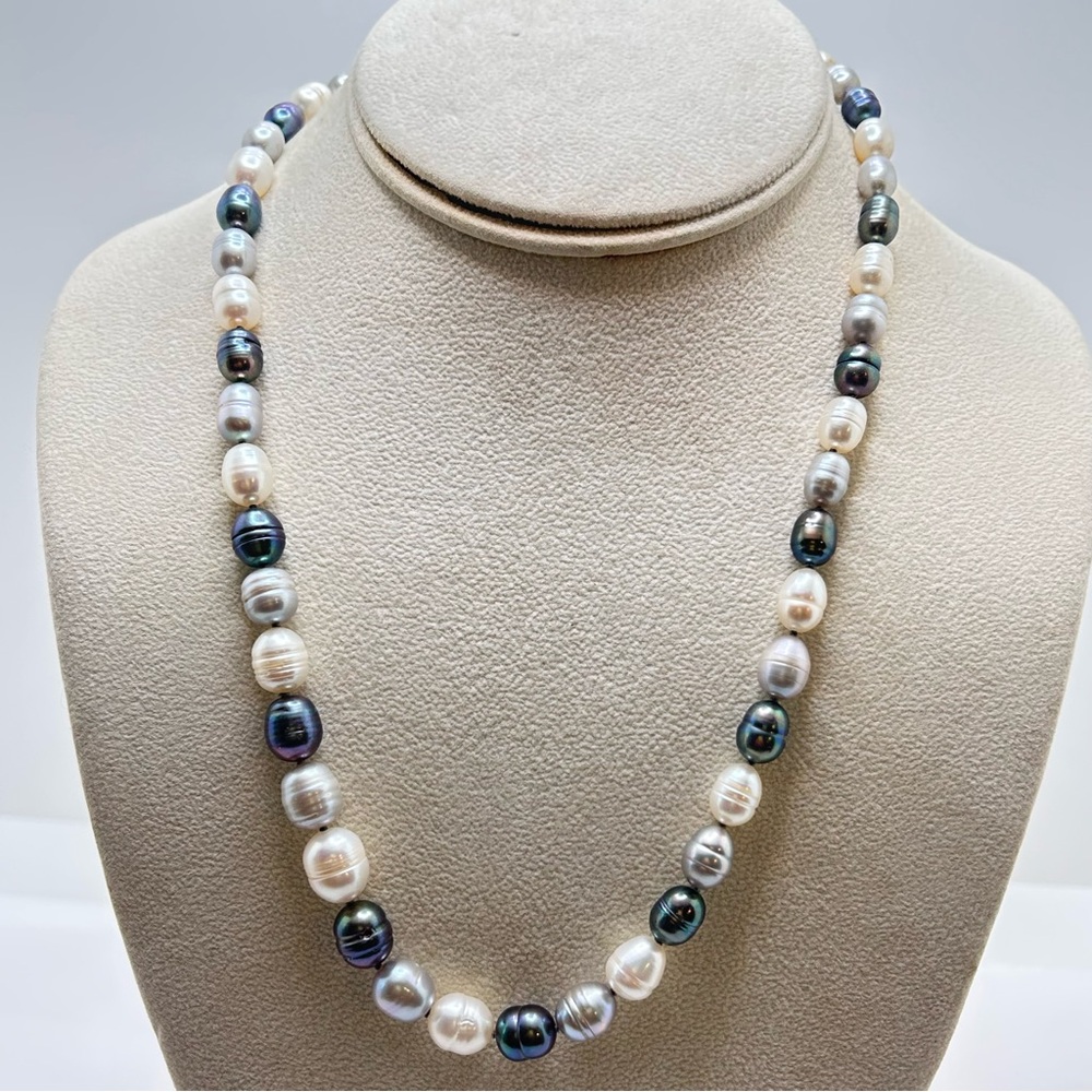 Honora Elegant Blues Grays and Creams Pearl Necklace